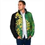 Australia Golden Wattle Padded Jacket Aussie Native Flowers Indigenous Art - Aussie Hoodie