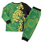 Australia Golden Wattle Christmas Pajama Set Aussie Native Flowers Indigenous Art - Aussie Hoodie