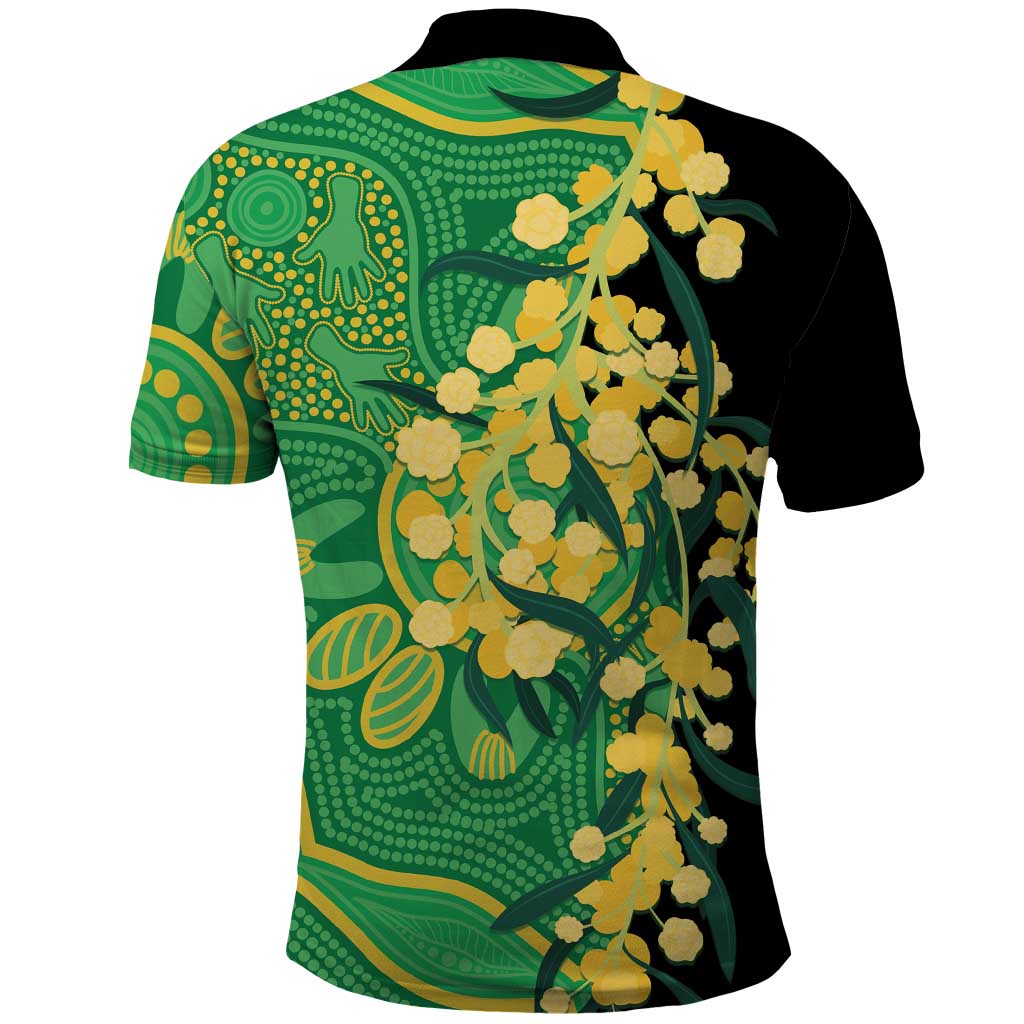 Australia Golden Wattle Polo Shirt Aussie Native Flowers Indigenous Art - Aussie Hoodie