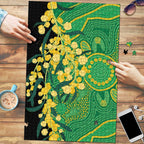 Australia Golden Wattle Puzzle Aussie Native Flowers Indigenous Art - Aussie Hoodie