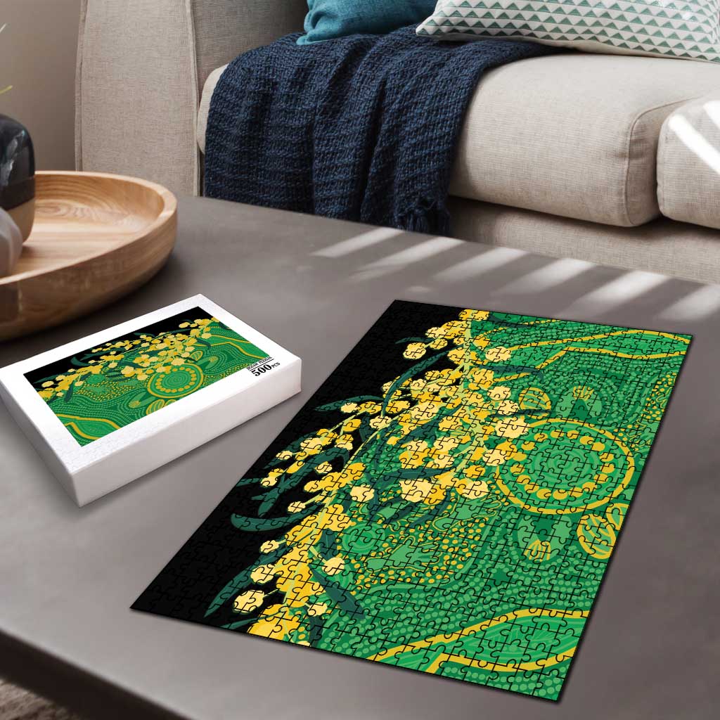 Australia Golden Wattle Puzzle Aussie Native Flowers Indigenous Art - Aussie Hoodie