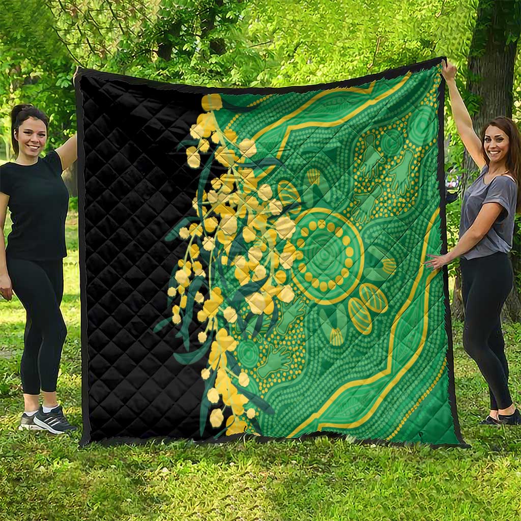 Australia Golden Wattle Quilt Aussie Native Flowers Indigenous Art - Aussie Hoodie