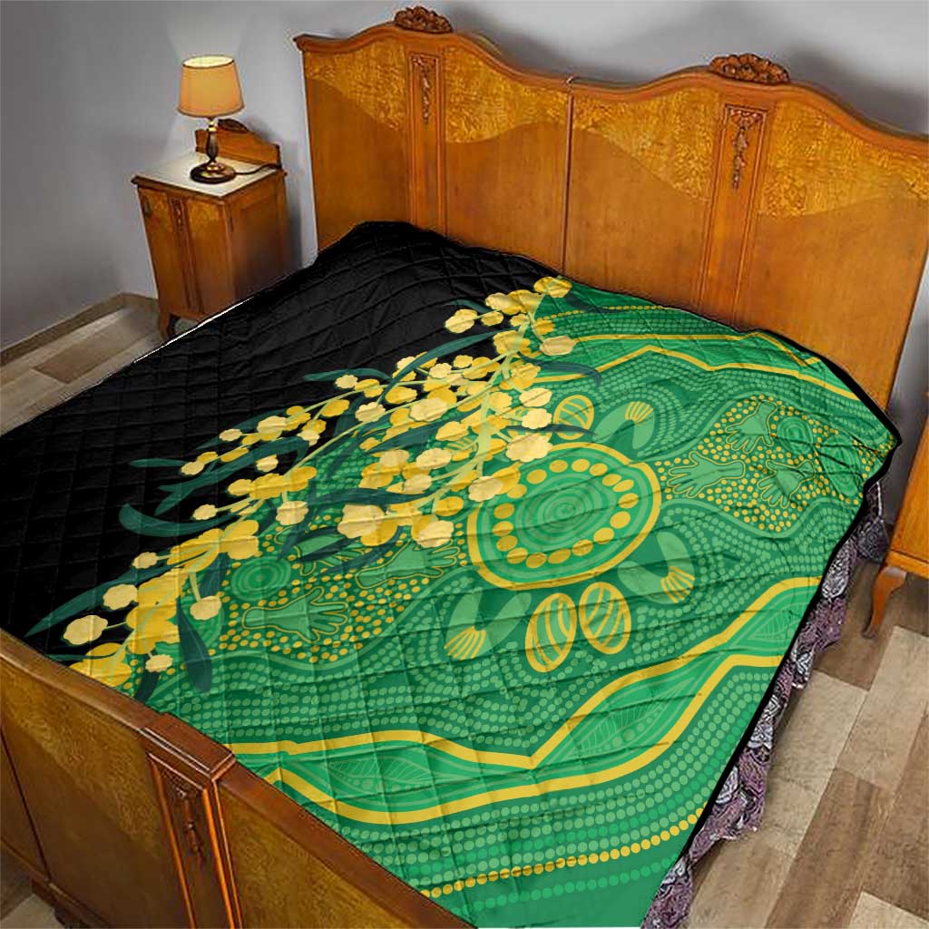 Australia Golden Wattle Quilt Aussie Native Flowers Indigenous Art - Aussie Hoodie