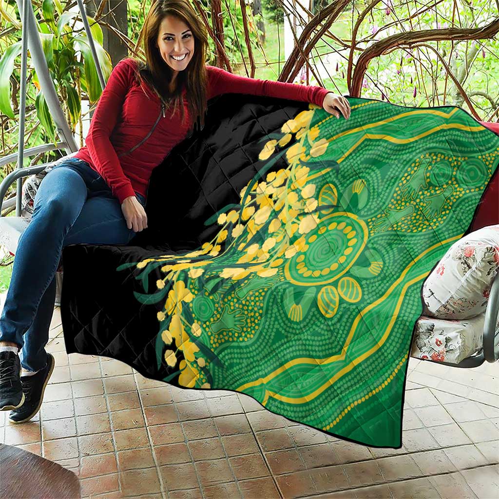 Australia Golden Wattle Quilt Aussie Native Flowers Indigenous Art - Aussie Hoodie