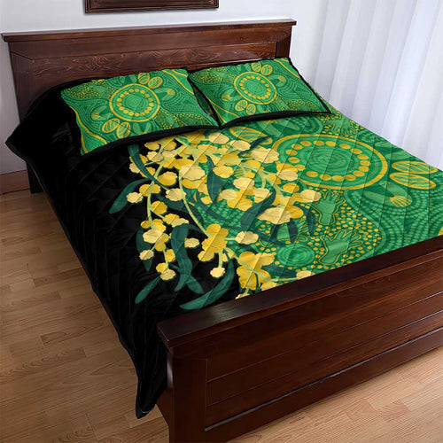 Australia Golden Wattle Quilt Bed Set Aussie Native Flowers Indigenous Art - Aussie Hoodie