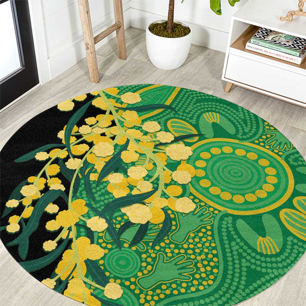 Australia Golden Wattle Round Carpet Aussie Native Flowers Indigenous Art - Aussie Hoodie