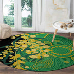 Australia Golden Wattle Round Carpet Aussie Native Flowers Indigenous Art - Aussie Hoodie