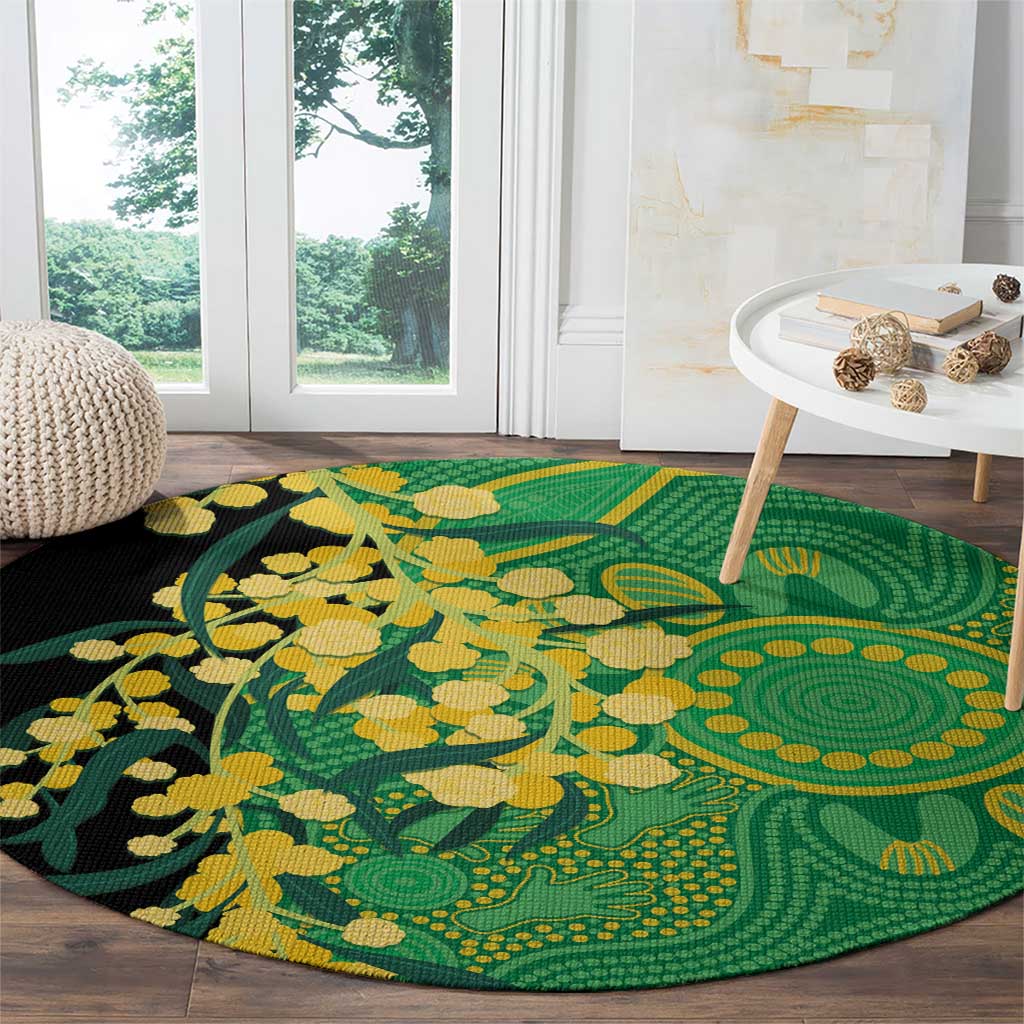Australia Golden Wattle Round Carpet Aussie Native Flowers Indigenous Art - Aussie Hoodie