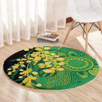 Australia Golden Wattle Round Carpet Aussie Native Flowers Indigenous Art - Aussie Hoodie