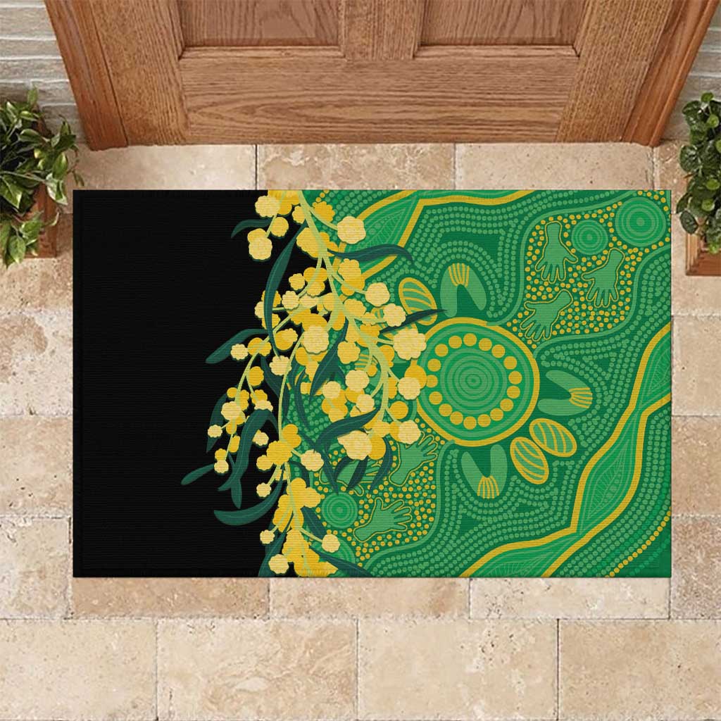 Australia Golden Wattle Rubber Doormat Aussie Native Flowers Indigenous Art - Aussie Hoodie