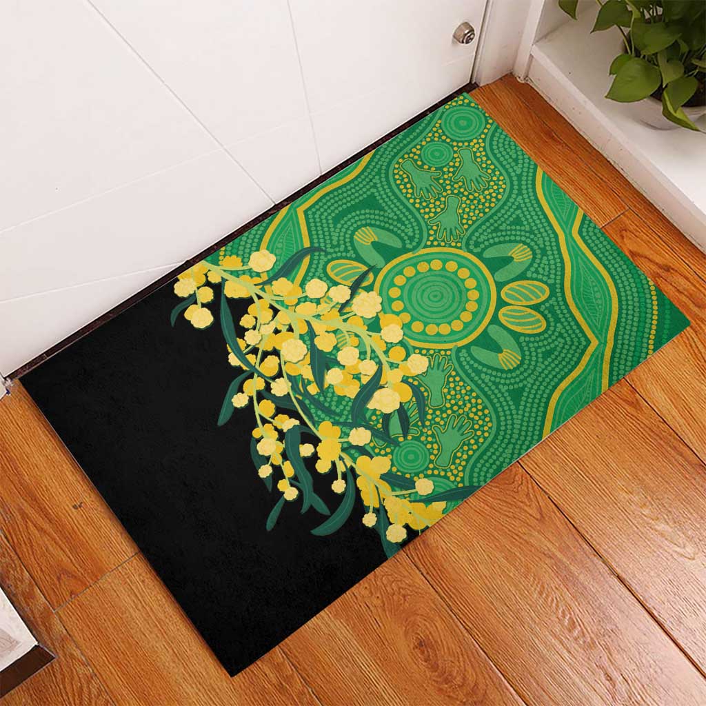 Australia Golden Wattle Rubber Doormat Aussie Native Flowers Indigenous Art - Aussie Hoodie