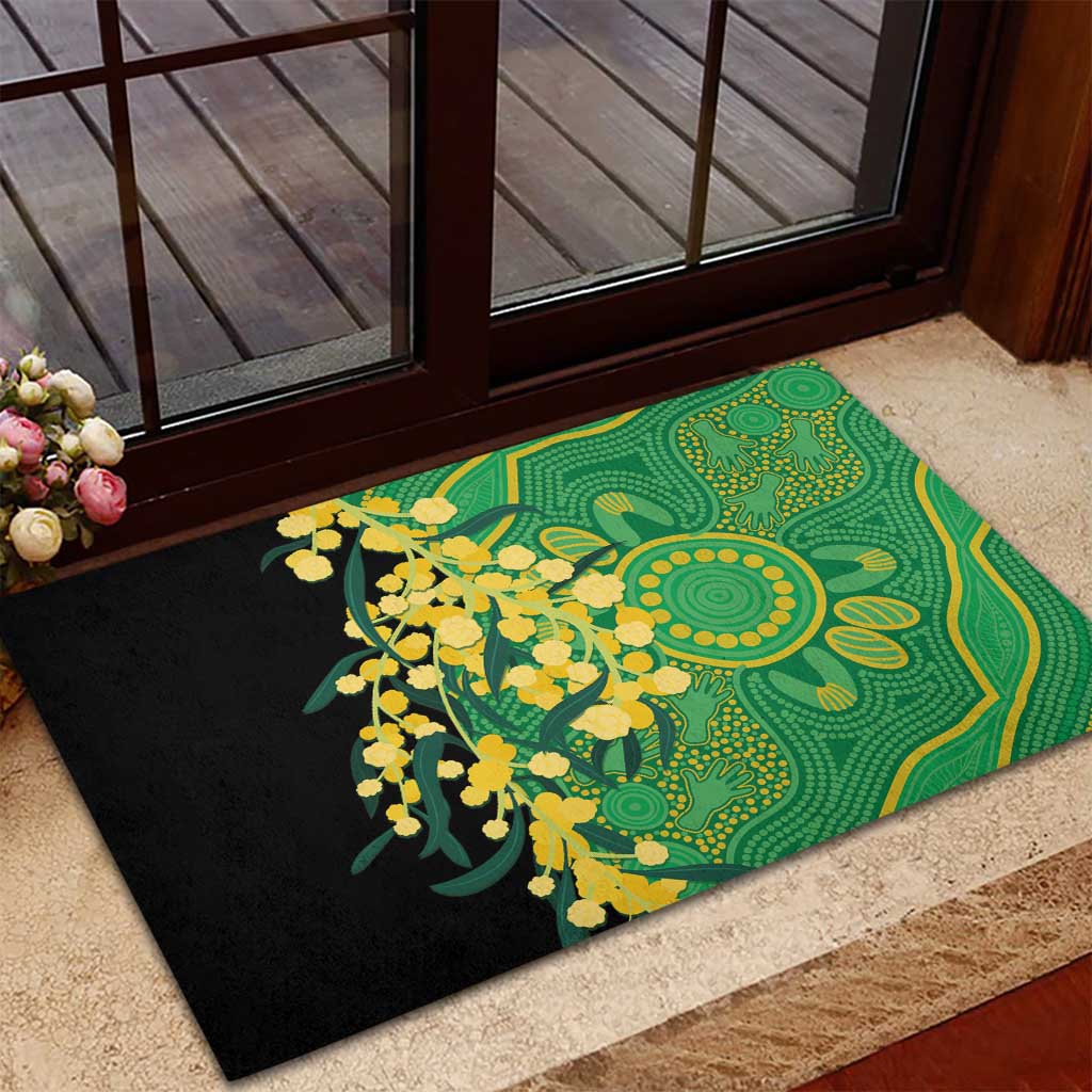 Australia Golden Wattle Rubber Doormat Aussie Native Flowers Indigenous Art - Aussie Hoodie