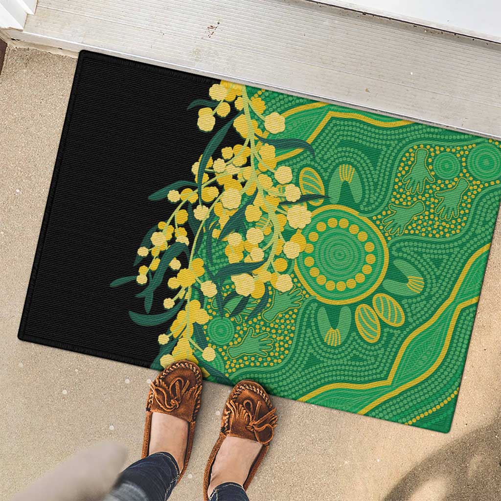 Australia Golden Wattle Rubber Doormat Aussie Native Flowers Indigenous Art - Aussie Hoodie