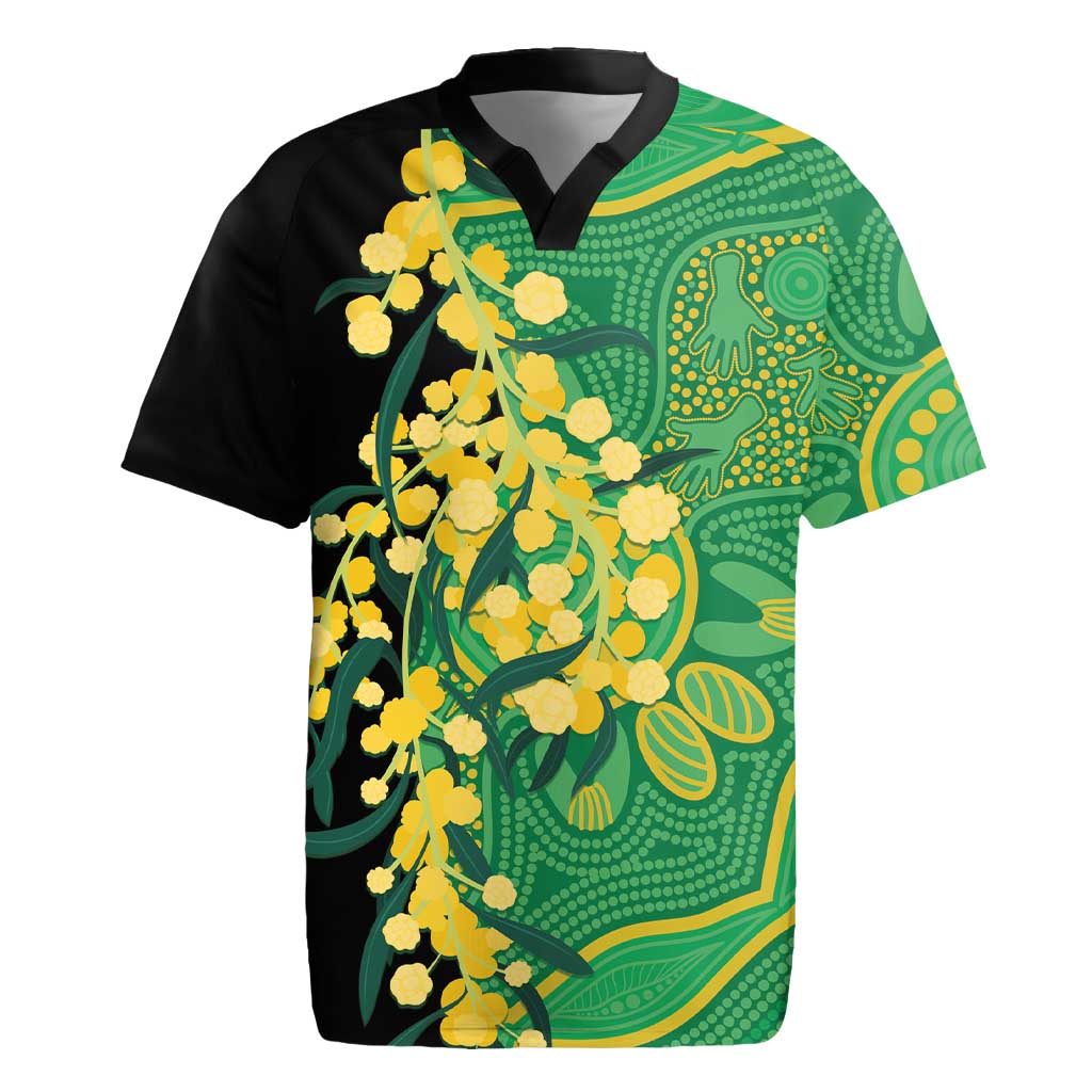 Australia Golden Wattle Rugby Jersey Aussie Native Flowers Indigenous Art - Aussie Hoodie