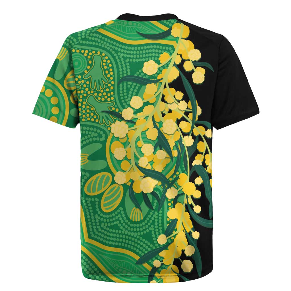 Australia Golden Wattle Rugby Jersey Aussie Native Flowers Indigenous Art - Aussie Hoodie