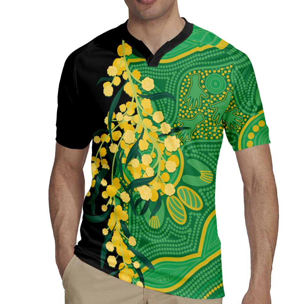 Australia Golden Wattle Rugby Jersey Aussie Native Flowers Indigenous Art - Aussie Hoodie