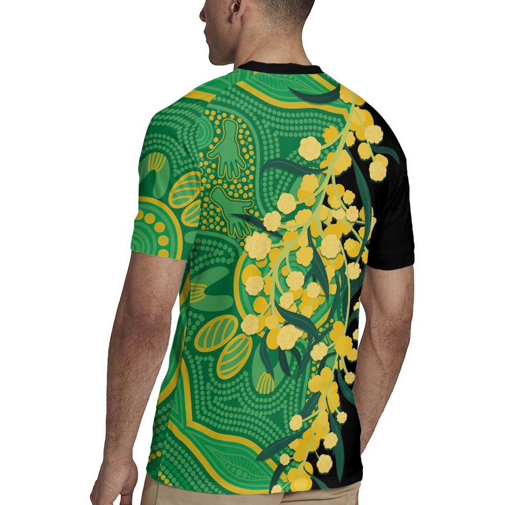 Australia Golden Wattle Rugby Jersey Aussie Native Flowers Indigenous Art - Aussie Hoodie