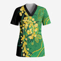 Australia Golden Wattle Scrub Top Aussie Native Flowers Indigenous Art - Aussie Hoodie