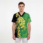 Australia Golden Wattle Scrub Top Aussie Native Flowers Indigenous Art - Aussie Hoodie