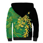 Australia Golden Wattle Sherpa Hoodie Aussie Native Flowers Indigenous Art - Aussie Hoodie