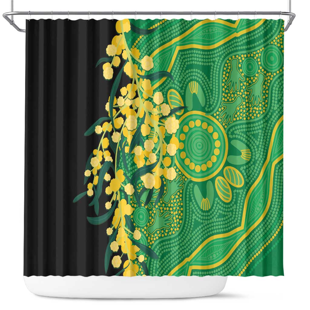 Australia Golden Wattle Shower Curtain Aussie Native Flowers Indigenous Art - Aussie Hoodie