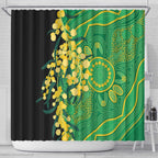 Australia Golden Wattle Shower Curtain Aussie Native Flowers Indigenous Art - Aussie Hoodie