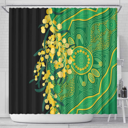 Australia Golden Wattle Shower Curtain Aussie Native Flowers Indigenous Art - Aussie Hoodie