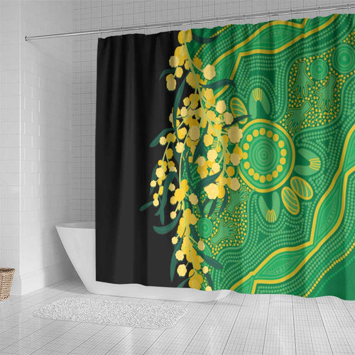 Australia Golden Wattle Shower Curtain Aussie Native Flowers Indigenous Art - Aussie Hoodie