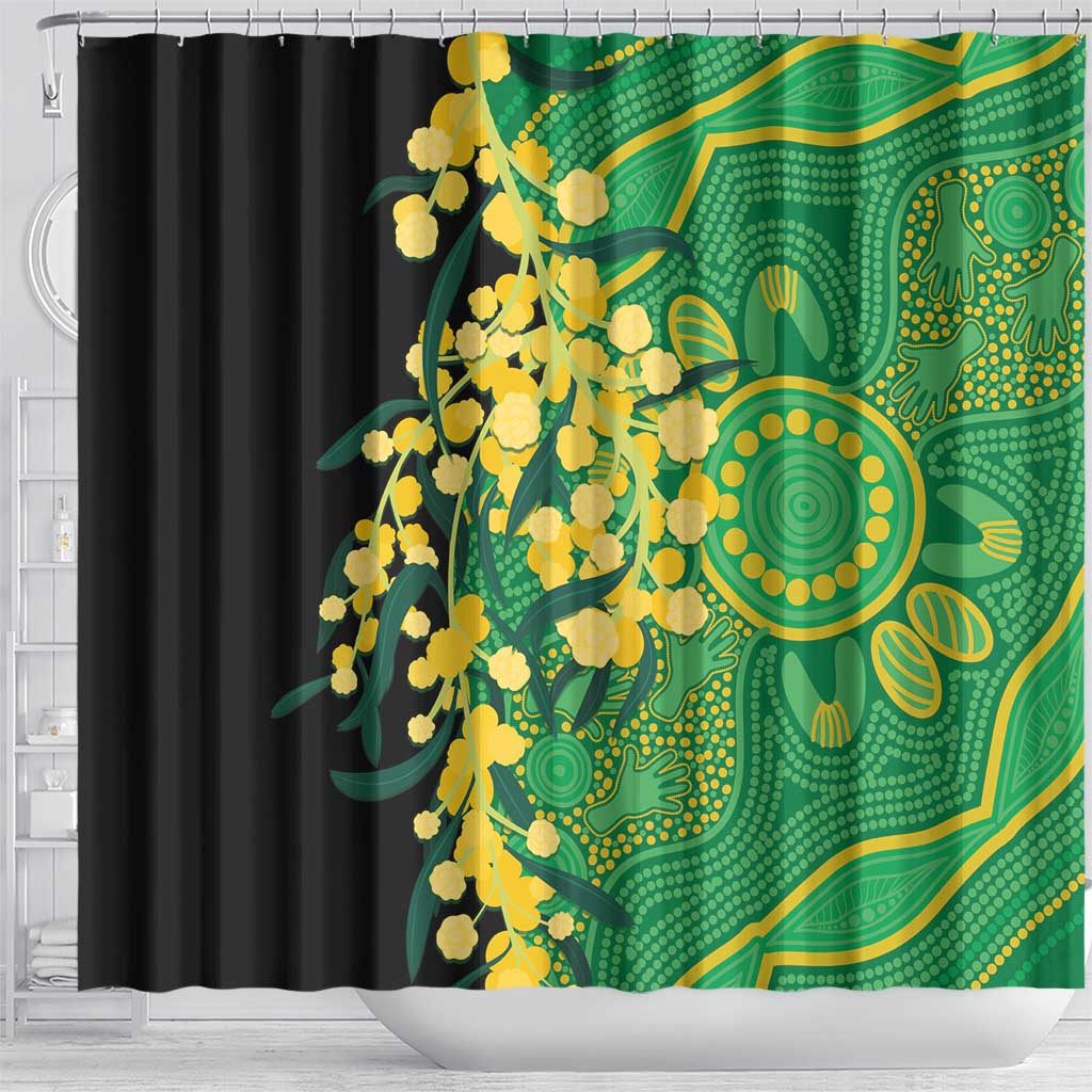 Australia Golden Wattle Shower Curtain Aussie Native Flowers Indigenous Art - Aussie Hoodie