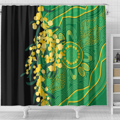 Australia Golden Wattle Shower Curtain Aussie Native Flowers Indigenous Art - Aussie Hoodie