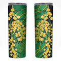 Australia Golden Wattle Skinny Tumbler Aussie Native Flowers Indigenous Art - Aussie Hoodie