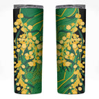 Australia Golden Wattle Skinny Tumbler Aussie Native Flowers Indigenous Art - Aussie Hoodie