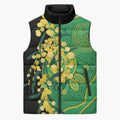 Australia Golden Wattle Sleeveless Puffer Jacket Aussie Native Flowers Indigenous Art - Aussie Hoodie