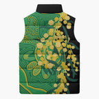 Australia Golden Wattle Sleeveless Puffer Jacket Aussie Native Flowers Indigenous Art - Aussie Hoodie