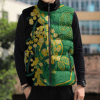 Australia Golden Wattle Sleeveless Puffer Jacket Aussie Native Flowers Indigenous Art - Aussie Hoodie