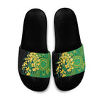 Australia Golden Wattle Slide Sandals Aussie Native Flowers Indigenous Art - Aussie Hoodie