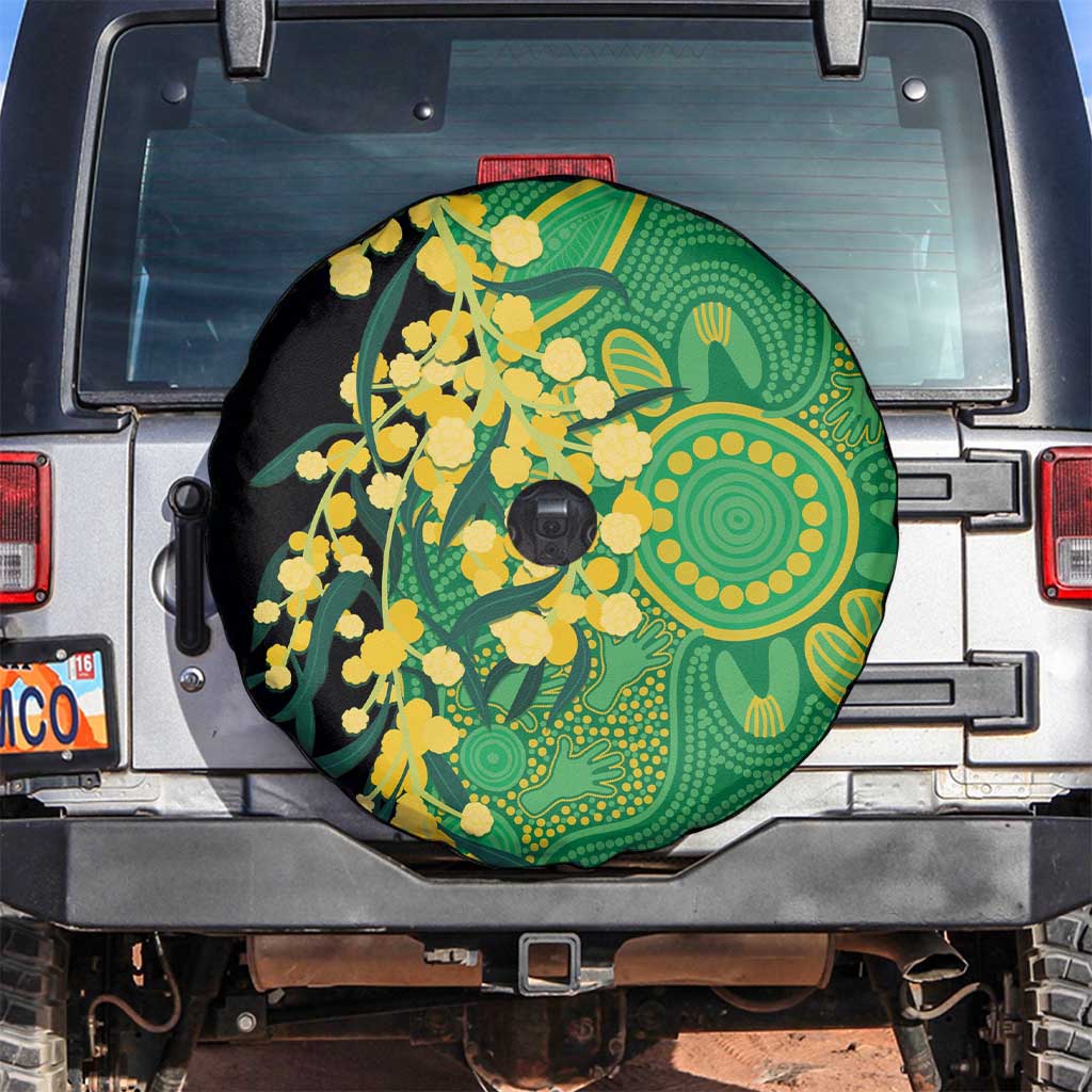 Australia Golden Wattle Spare Tire Cover Aussie Native Flowers Indigenous Art - Aussie Hoodie