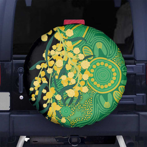 Australia Golden Wattle Spare Tire Cover Aussie Native Flowers Indigenous Art - Aussie Hoodie