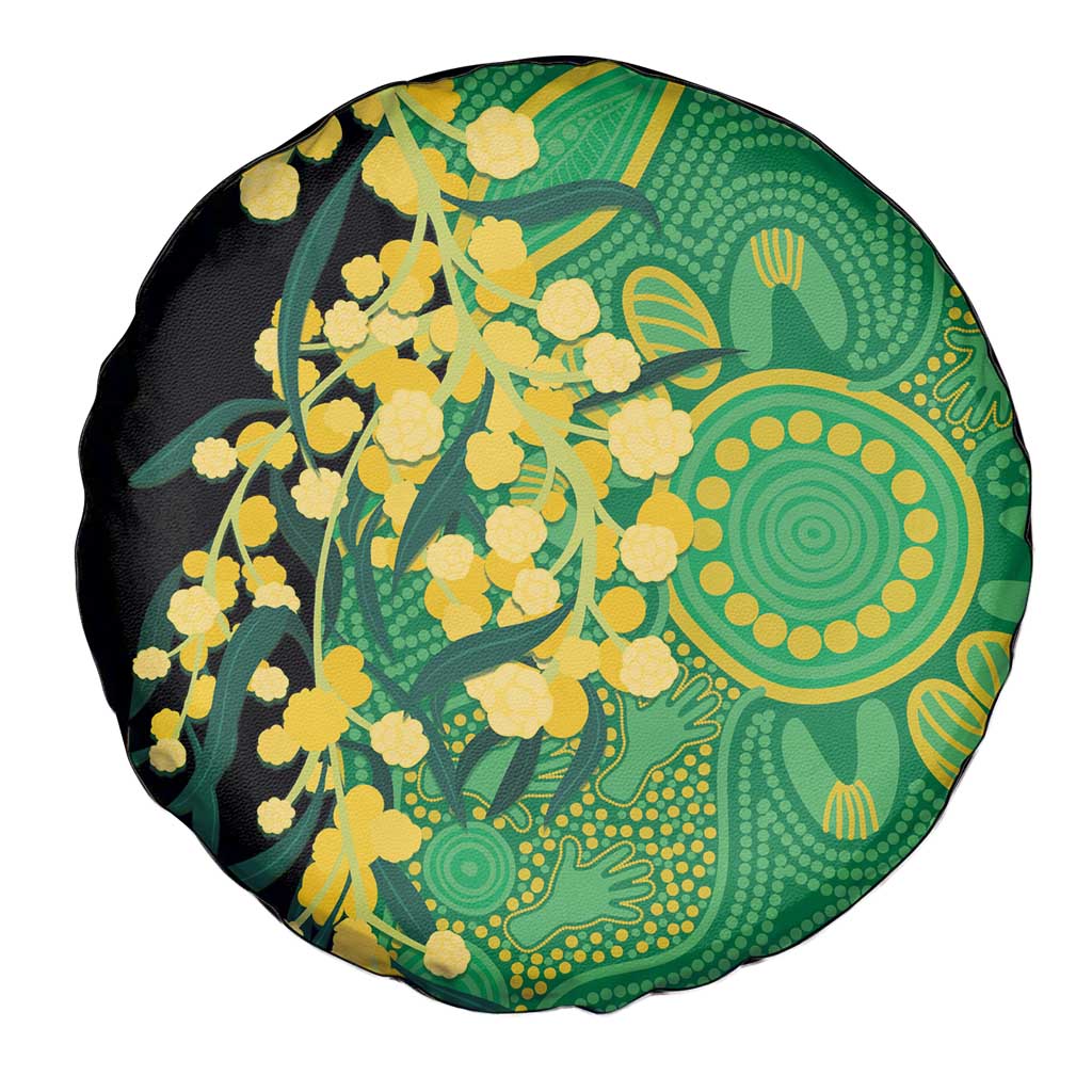 Australia Golden Wattle Spare Tire Cover Aussie Native Flowers Indigenous Art - Aussie Hoodie