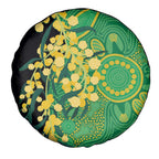 Australia Golden Wattle Spare Tire Cover Aussie Native Flowers Indigenous Art - Aussie Hoodie