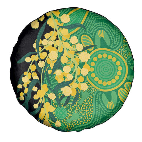 Australia Golden Wattle Spare Tire Cover Aussie Native Flowers Indigenous Art - Aussie Hoodie