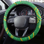 Australia Golden Wattle Steering Wheel Cover Aussie Native Flowers Indigenous Art - Aussie Hoodie