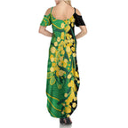 Australia Golden Wattle Summer Maxi Dress Aussie Native Flowers Indigenous Art - Aussie Hoodie