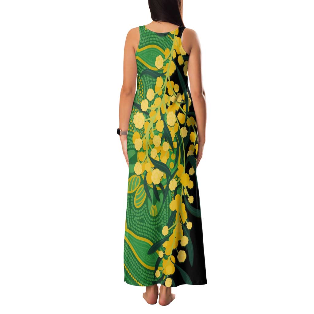 Australia Golden Wattle Tank Maxi Dress Aussie Native Flowers Indigenous Art - Aussie Hoodie