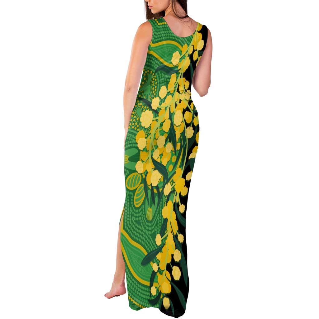 Australia Golden Wattle Tank Maxi Dress Aussie Native Flowers Indigenous Art - Aussie Hoodie