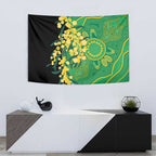 Australia Golden Wattle Tapestry Aussie Native Flowers Indigenous Art - Aussie Hoodie