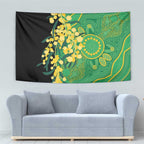 Australia Golden Wattle Tapestry Aussie Native Flowers Indigenous Art - Aussie Hoodie