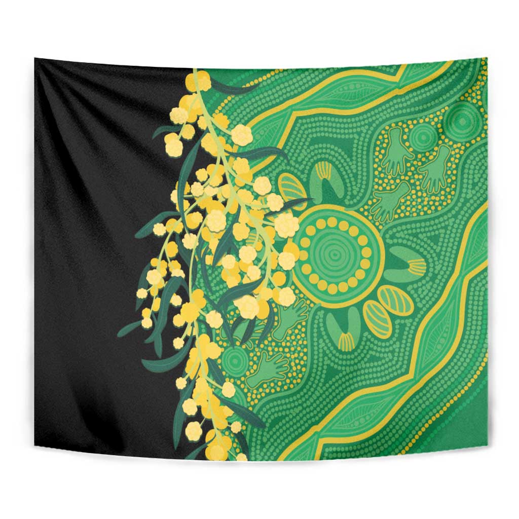 Australia Golden Wattle Tapestry Aussie Native Flowers Indigenous Art - Aussie Hoodie