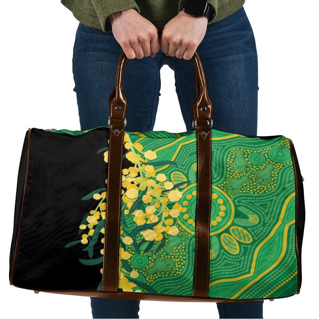 Australia Golden Wattle Travel Bag Aussie Native Flowers Indigenous Art - Aussie Hoodie