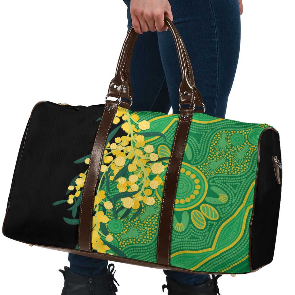 Australia Golden Wattle Travel Bag Aussie Native Flowers Indigenous Art - Aussie Hoodie
